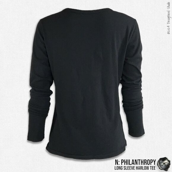 N:PHILANTHROPY LONG SLEEVE HARLOW BFF TEE SHIRT IN BLACK CAT CUT OUT NECK BAND - Picture 4 of 12